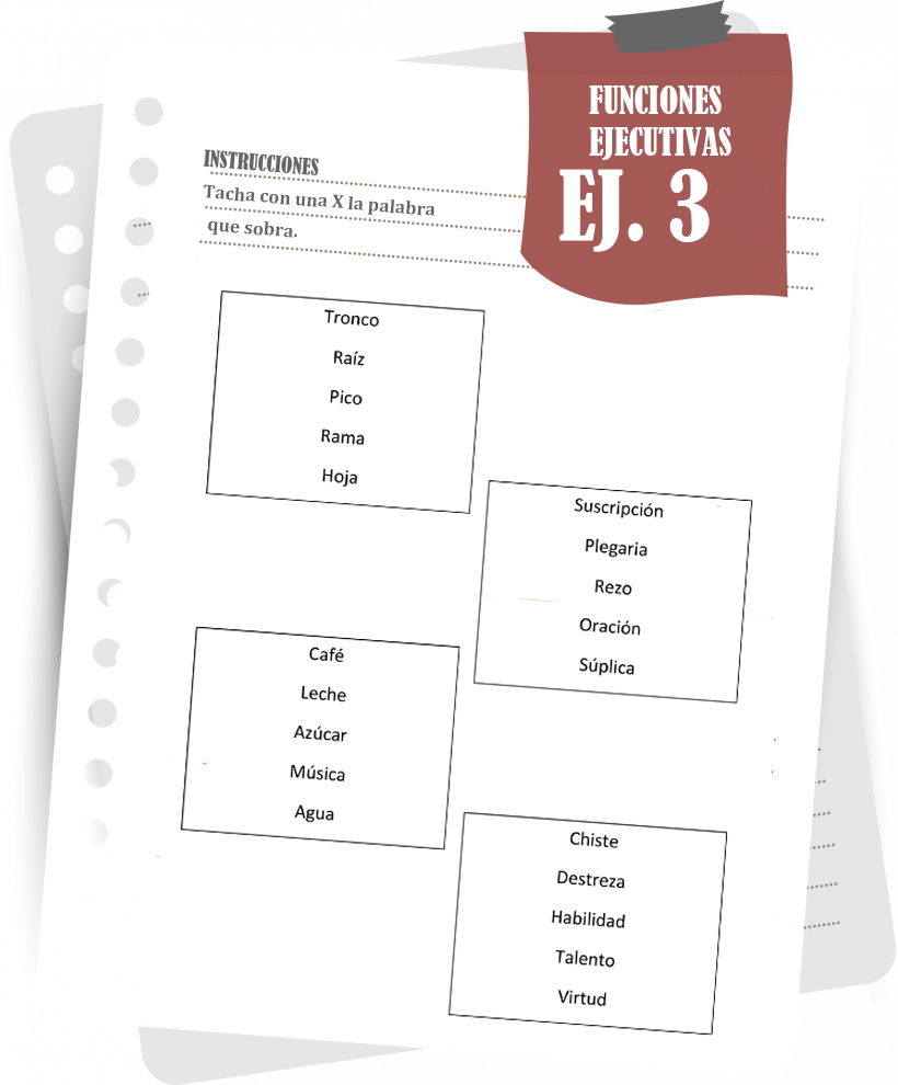 Imagen del ejercicio 3 de funciones ejecutivas