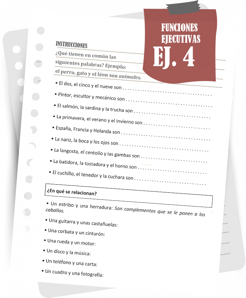Imagen del ejercicio 4 de funciones ejecutivas