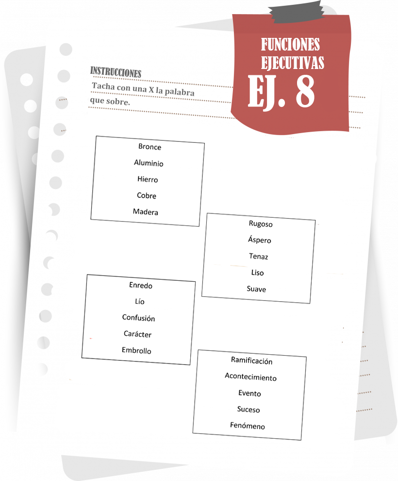 Imagen del ejercicio 8 de funciones ejecutivas