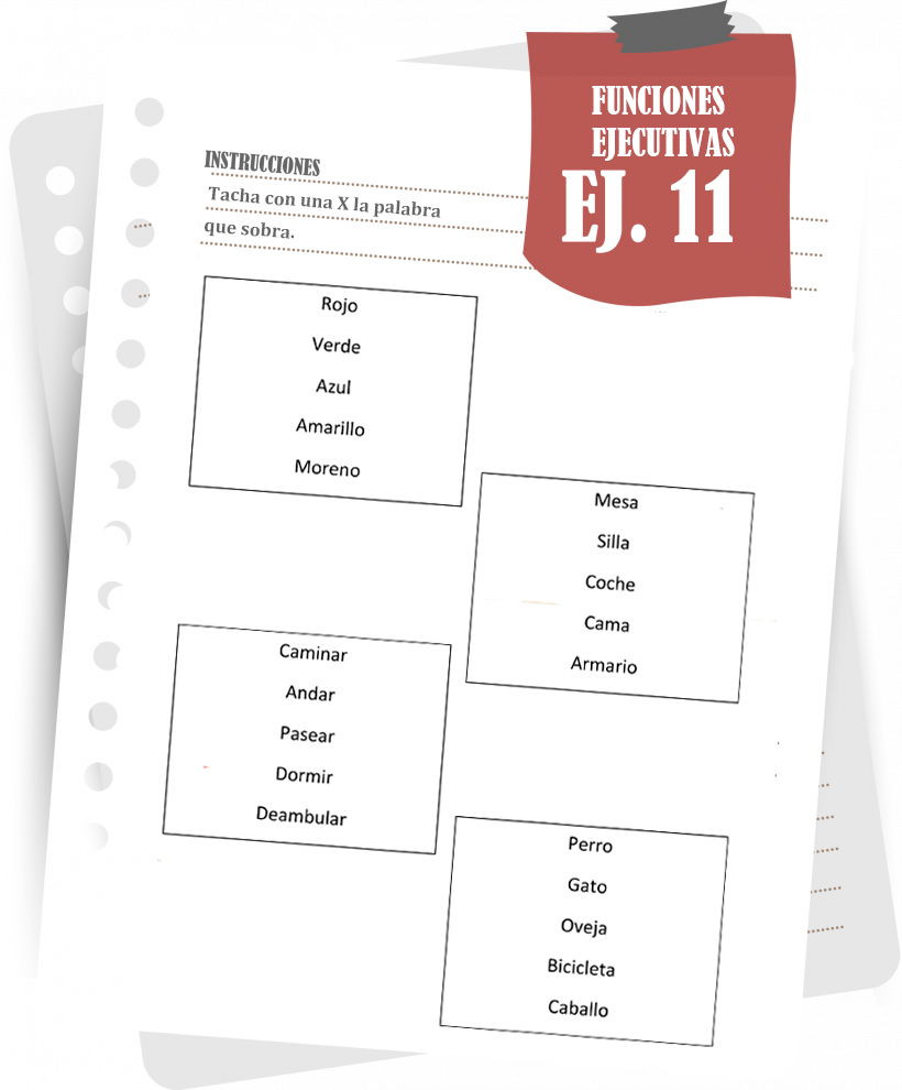 Imagen del ejercicio 11 de funciones ejecutivas